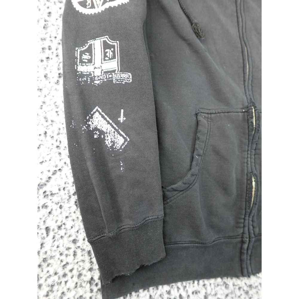 Rebel8‎ Graphic Zip Hoodie Mens Large Black Occult Metal Streetwear Distressed - Picture 5 of 13